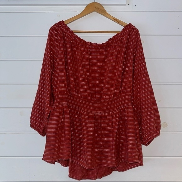 Lane Bryant Flattering Off The Shoulder Metallic Striped Boho Blouse Top Plus - Picture 4 of 9